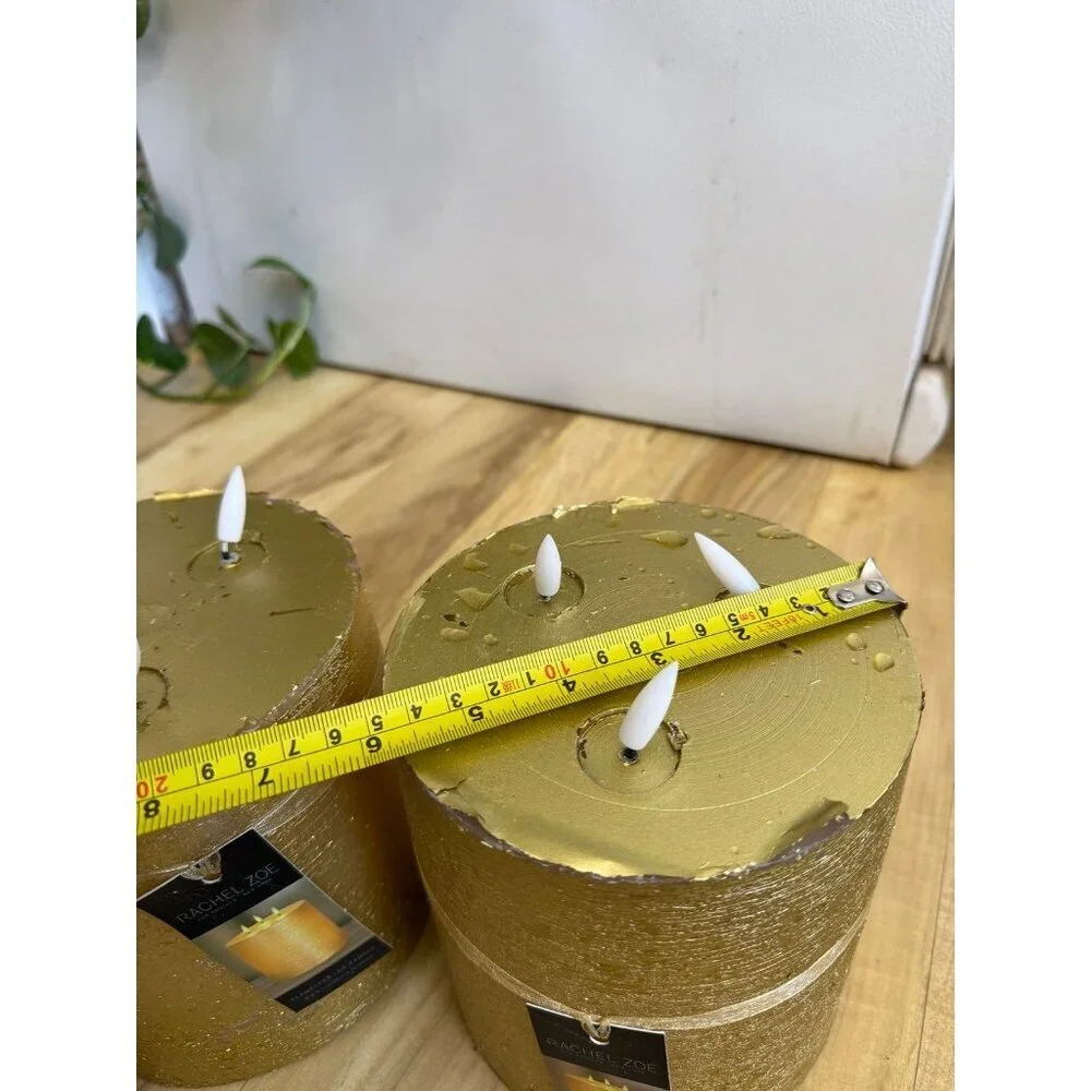 Rachel Zoe Gold Flameless LED Pillar Candles – Set of 2